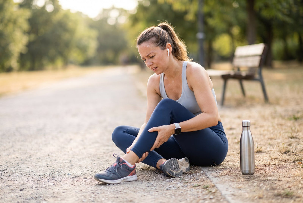 Runner grabs her calf: muscle cramps fit chloride deficiency only with heavy salt loss, for instance from hours of sweating