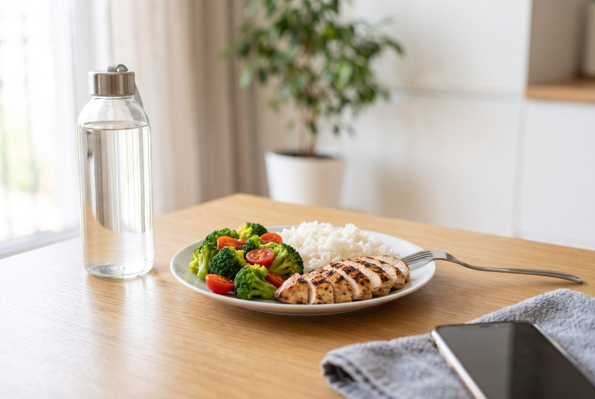 Rice with chicken and vegetables: a typical meal three hours before training