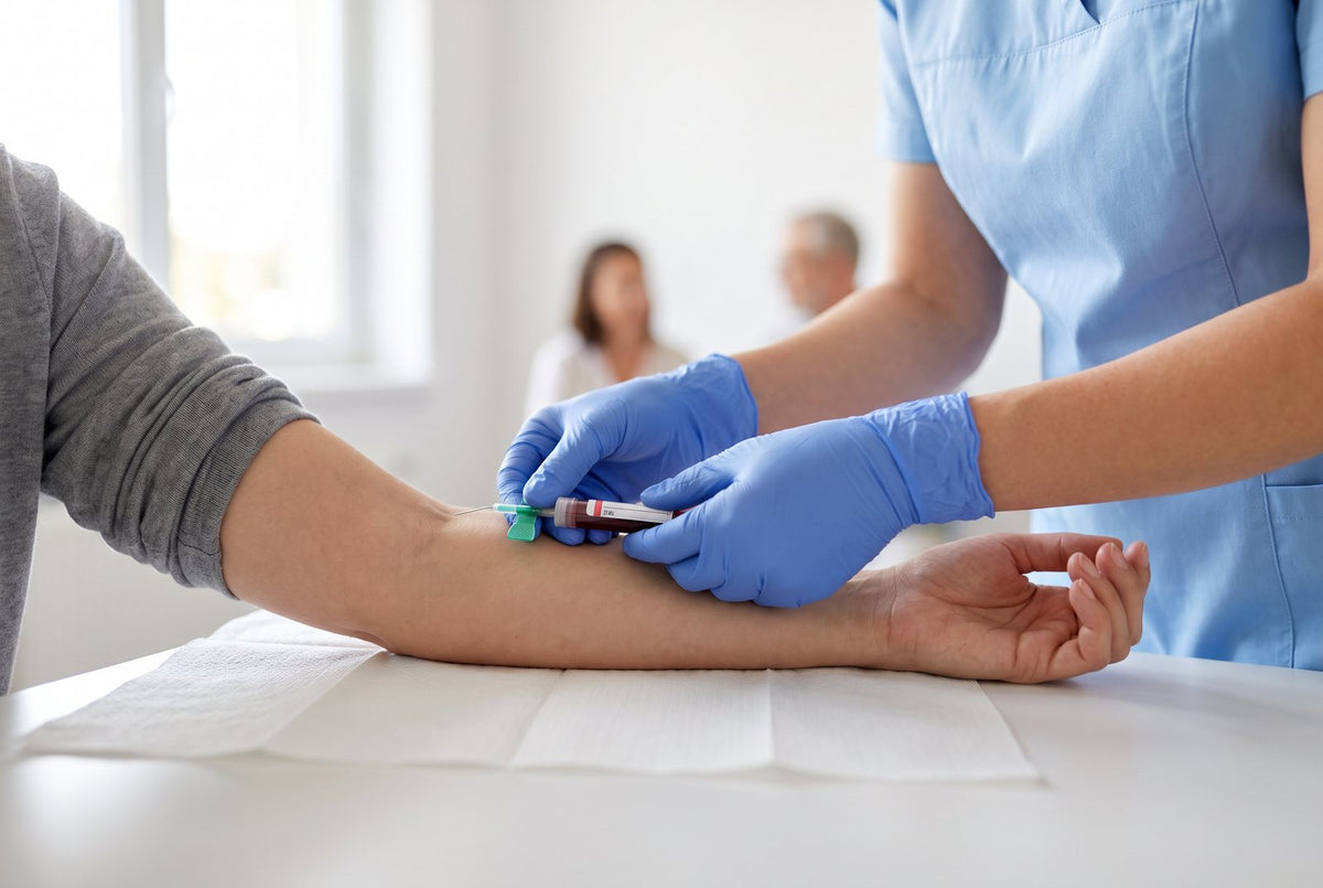 Blutabnahme in der Hausarztpraxis: Folat, Blutbild und Vitamin B12 werden aus einer Probe bestimmt